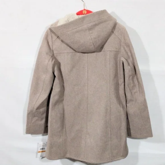 London Fog Sherpa Hood Wool-Blend Coat-Petite Small-Taupe Heather-New with Tags - Picture 6 of 7